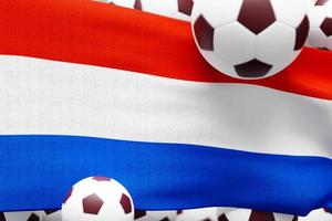 niederländische flagge mit ball. Fußball 2022 minimale 3D-Darstellung foto