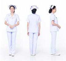 in voller Länge 30er 20er asiatische Frau Krankenschwester Krankenhaus, 360 Vorderseite Rückseite Rückseite foto