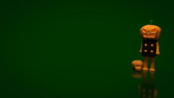 der kürbis halloween auf grünem hintergrund 3d-rendering foto