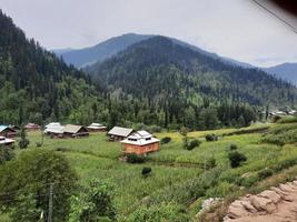 Kaschmir ist die schönste Region der Welt, die für ihre grünen Täler, schönen Bäume, hohen Berge und fließenden Quellen berühmt ist. foto