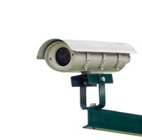CCTV, Überwachungskamera auf weißem, isoliertem Hintergrund, Beschneidungspfad foto