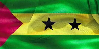 3D-Darstellung einer Flagge von Sao Tome und Principe - realistische wehende Stoffflagge foto