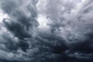 der dunkle himmel mit zusammenlaufenden schweren wolken und einem heftigen sturm vor dem regen. schlechter oder launischer wetterhimmel. foto