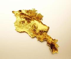 armenien karte goldene metallfarbe höhenkarte auf weißem hintergrund 3d illustration foto