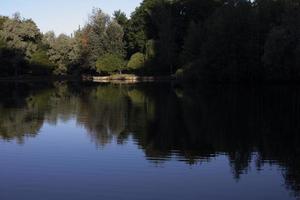 See im Park. Teich in der Stadt. Oberfläche des Wassers. foto