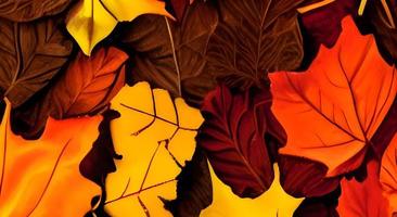 roter und oranger Herbstlaubhintergrund. draussen. farbenfrohes Hintergrundbild von gefallenen Herbstblättern, perfekt für den saisonalen Gebrauch. Platz für Text. foto