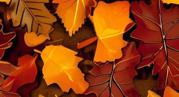 roter und oranger Herbstlaubhintergrund. draussen. farbenfrohes Hintergrundbild von gefallenen Herbstblättern, perfekt für den saisonalen Gebrauch. Platz für Text. foto