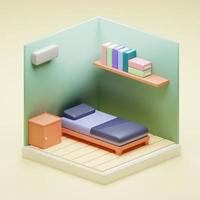 Isometrisches süßes Schlafzimmer 3d, perfekt für Designprojekte foto