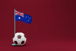 Australien-Flagge mit Ball. Weltfußball 2022 minimale 3D-Darstellung foto