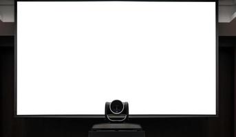 Kamera-Videokonferenzen mit weißem Projektorbildschirm foto