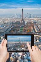 Foto des Eiffelturms und des Marsfeldes in Paris