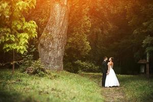 schöne hochzeitspaar posiert foto