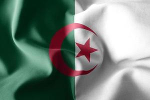 3D-realistische wehende Seidenflagge von Algerien foto