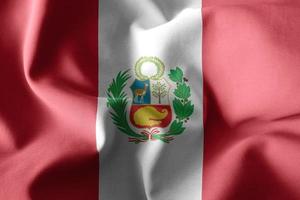 3D-realistische wehende Seidenflagge von Peru foto
