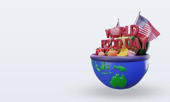 3D-Welternährungstag in Amerika, der die rechte Ansicht wiedergibt foto