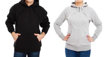 Hoodie-Set Vorderansicht - schwarzes und graues Hoodie-Modell foto