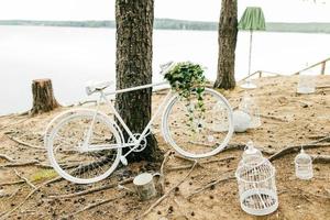 weißes Fahrrad in der Nähe von Baum foto