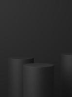 kosmetisches rundes podium oder sockel mit auf schwarzem hintergrund, abstraktes produktanzeigepodium, 3d-rendering-studio mit geometrischen formen, minimale szene des kosmetischen produkts mit plattform foto