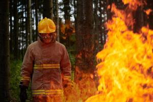 Feuerwehrmann im Hochformat foto