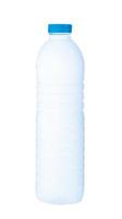 kühlwasserflasche aus kunststoff isoliert auf weißem hintergrund, gesundheits- und schönheitshydratationskonzept foto