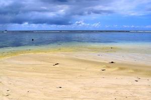 sonniger tag strandblick auf den paradiesischen inseln seychellen