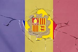 3D-Flagge von Andorra auf Glas foto