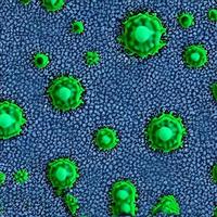virus, bakterien, pilze medizinischer 3d-hintergrund. Omicron, Rhinovirus, HPV-Infektion, HIV, Adenovirus, Grippeviruszellen, Antikörper, Bakteriophagen foto