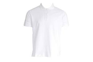 männliches T-Shirt-Modell auf Mann, isoliert auf weißem Hintergrund, Kopierraum foto