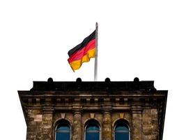 flagge von deutschland über reichstag, berlin foto
