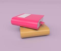 Buch mit einem Lesezeichen. 3D-Darstellung auf rosa Hintergrund. foto