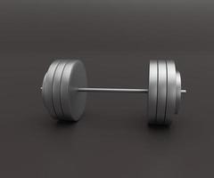 Fitness-Dumble-Symbol, minimale 3D-Darstellung auf Iridium-Hintergrund. foto