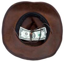 Cowboy-Hut mit Glücksschein, isoliert auf weiss foto