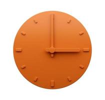 minimale orangefarbene Uhr 03 00 drei Uhr abstrakte minimalistische Wanduhr 15 00 oder 3 3D-Darstellung foto