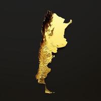 argentinien karte goldene metallfarbe höhenkarte auf schwarzem hintergrund 3d illustration foto