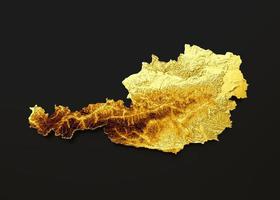 österreich karte goldene metallfarbe höhenkarte auf weißem hintergrund 3d illustration foto