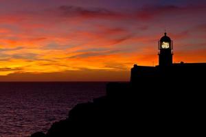 Leuchtturm von Cabo Sao Vicente, Sagres, Portugal bei Sonnenuntergang foto