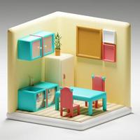 3D-gerenderter süßer Speisesaal, perfekt für Designprojekte foto