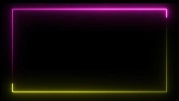 Runde Ecke Neonlinienschleifenanimation, Bewegungsrahmenrand, blaues und rotes Rechteck, heller, animierter, bunter Effekt, futuristisches Leuchten, Neonglühschleife, elektrische Energie, abstrakte Tapete foto