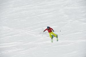 Skifahrer Hochformat foto