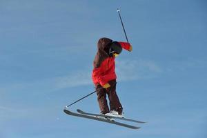 Skifahrer Hochformat foto