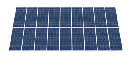 photovoltaische Solarzellenplatten isoliert auf weißem Hintergrund. Umweltthema. grünes energiekonzept. foto