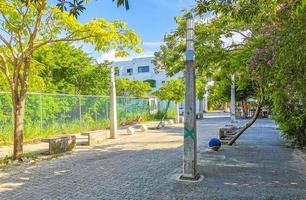 typische fußgängerstraße stadtbild wandmalereien playa del carmen mexiko. foto