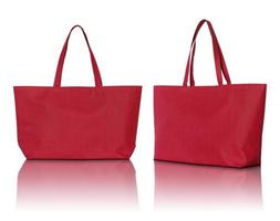 Rote Einkaufstasche auf weißem Hintergrund foto