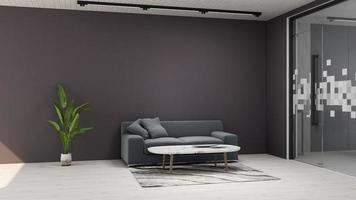 modernes wohnzimmer-innenarchitekturkonzept - komfortabler entspannungsraum in 3d-rendering foto