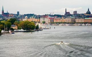 Panorama der Stadt Stockholm am Herbsttag, Schweden foto