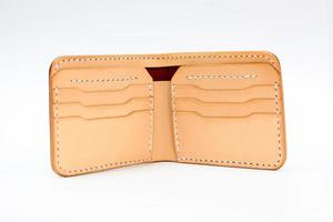Portemonnaie aus rotem oder kastanienbraunem Naturleder foto