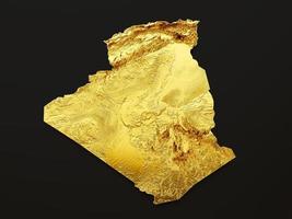 algerien karte goldene metallfarbe höhenkarte auf weißem hintergrund 3d illustration foto