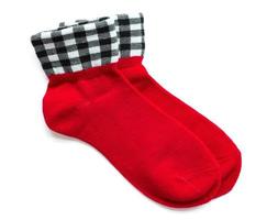 rot gestreifte Socken isoliert auf weißem Hintergrund foto