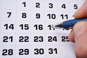 Kalender zum Aufzeichnen von Terminen und Ereignissen foto