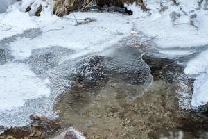 gefrorener bach kleiner wasserfall im winter foto